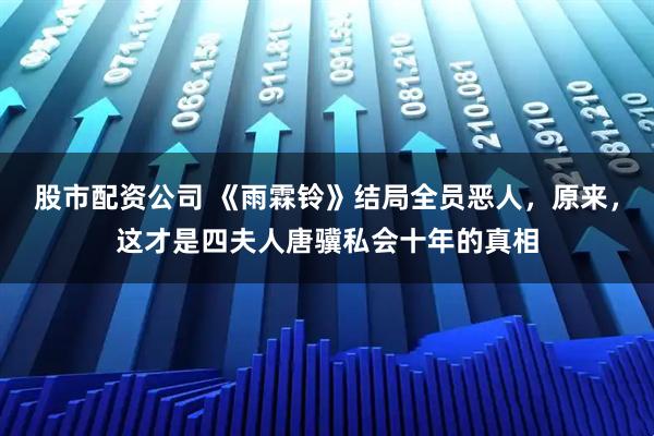 股市配资公司 《雨霖铃》结局全员恶人，原来，这才是四夫人唐骥私会十年的真相